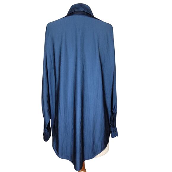 Vintage 70s Blue Button Down Shirt Size Large - Picture 2 of 3